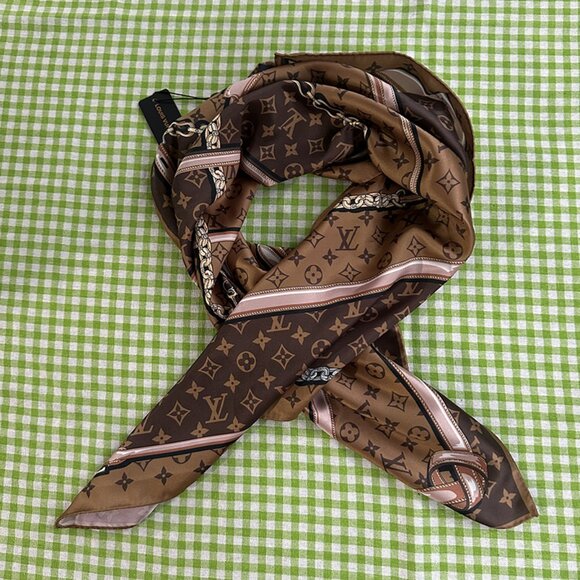 LV Brown Printed Scarf - Picture 1 of 6